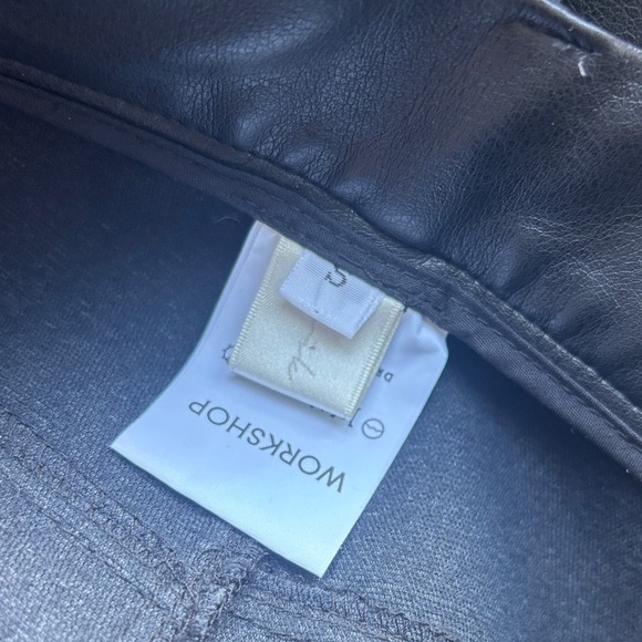 Workshop high rise Wide leg zipper opening black faux leather pants size small - Picture 8 of 10